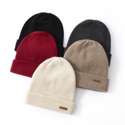 Reines Kaschmir Herbst und Winter Neu Herren und Damen Doppellagig Bündchen Nahtlos Verstärkte Zehenkappe Wollstrickmütze