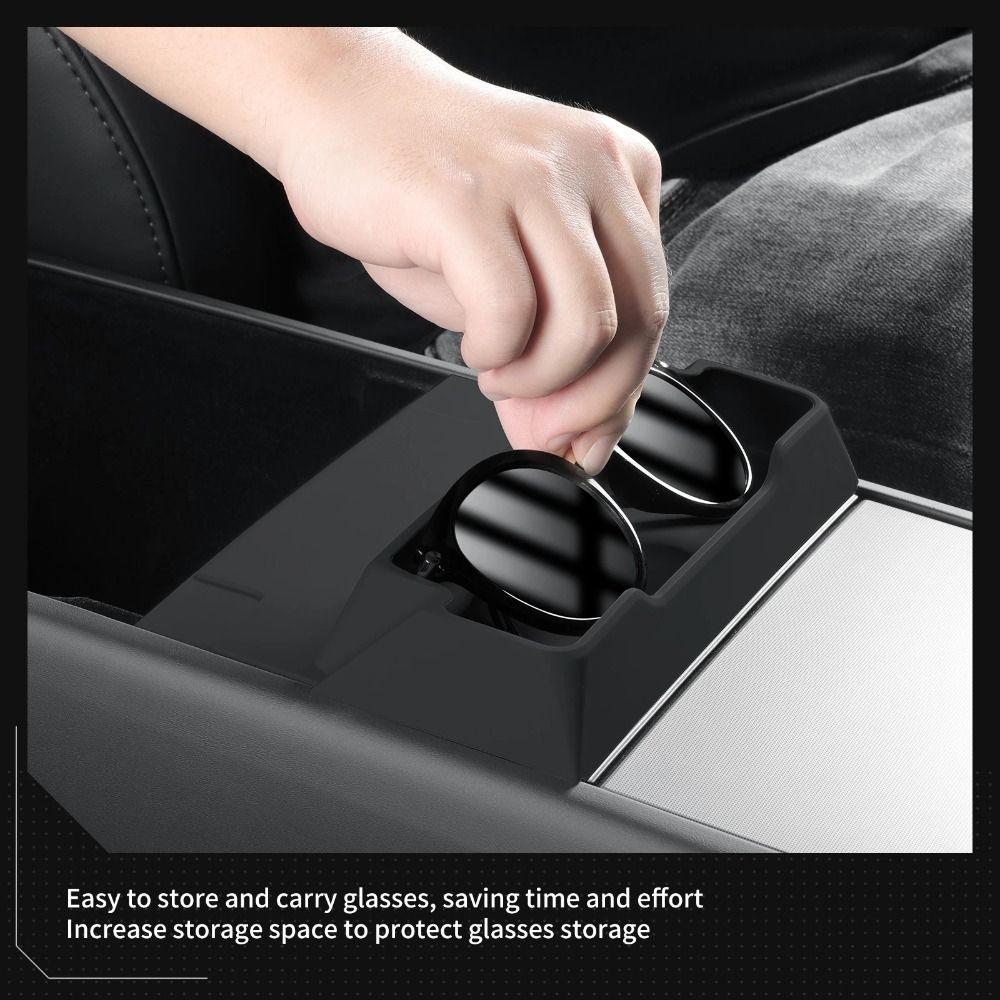 Rutschfeste Aufbewahrungsbox für Mittelkonsole Sonnenbrillen-Ablage für Tesla Model Y 2025 Autoinnenraum