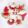 10pcs Cute Orange Enamel Sea Coral Turtle Conch Fish Starfish Charms Alloy Pendants for DIY Necklace Bracelet Jewelry Findings