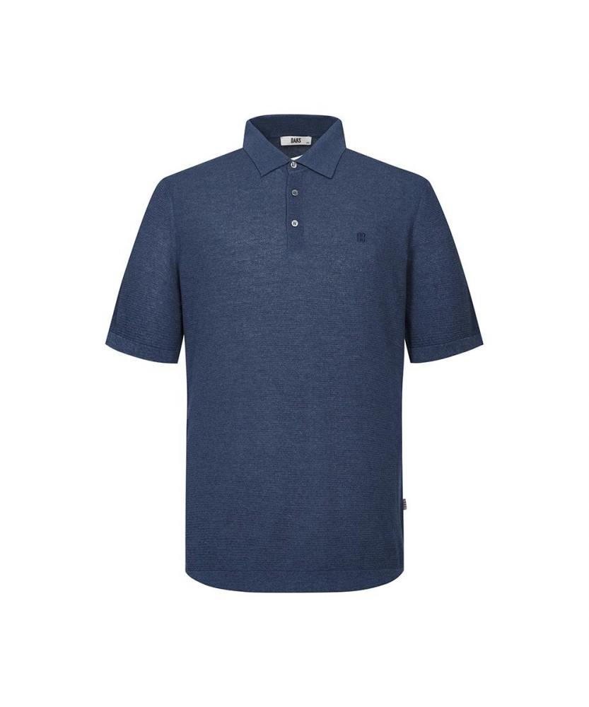 Dagseusyeocheu Cotton Blend Short Sleeve Collared Knit Navy_Dls1Swts101N1