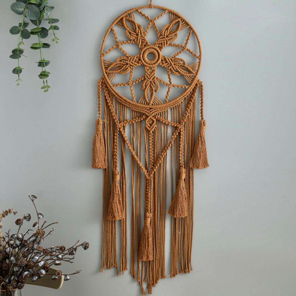 Handgjord Drömfångare Boho Drömfångare Prydnad Dekor Drömfångare Virkad Blomma Väggbonad Prydnader Hängande Tofsar