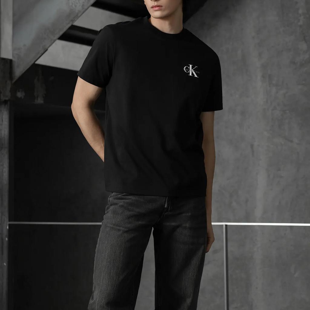 Calvin Klein Letter Logo Regular Fit Casual Crew Neck Short Sleeve T-Shirt Unisex Tops Black 4RAB213-UB1