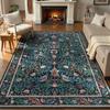 Living Room Carpet Machine Washable Non-slip Floor Mats Vintage Blue Floral Bird Rug Large Area Rugs Modern Home Decor Alfombra