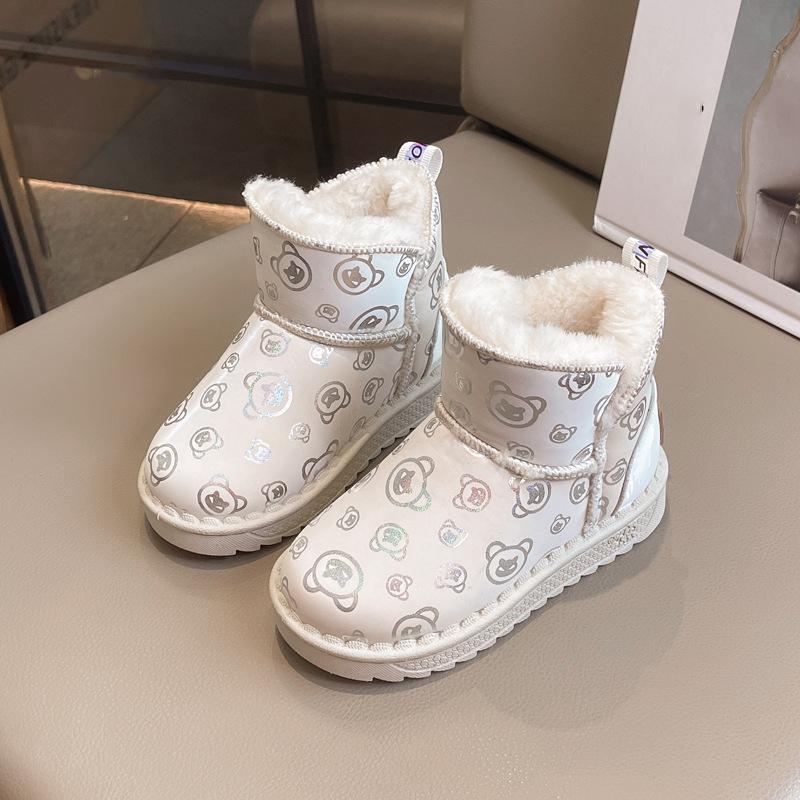 Girls' Snow Boots New Winter Soft Soles with Wool Thickened Princess Shoes Children Boys Cotton Shoes