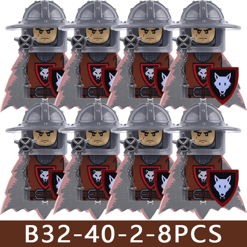 Medieval Castle Soldier Figures Building Blocks Knight Orc Warrior Dragon Wolf Animals Battle Flags Accessories Bricks Toys Boys