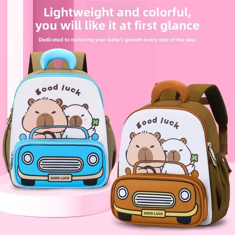 Capybara Pattern Kids School Bag With Cartoon Backpack Breathable Gifts Bag