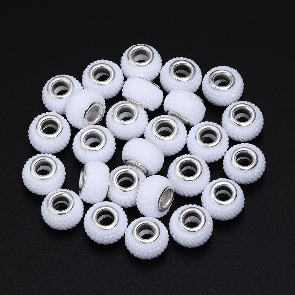 

20Pcs 14×9mm Crystal Diamond Resin Beads Plated Colorful Large Hole Beads For Jewelry Making Accessories Diy Bracelet Earrings белый