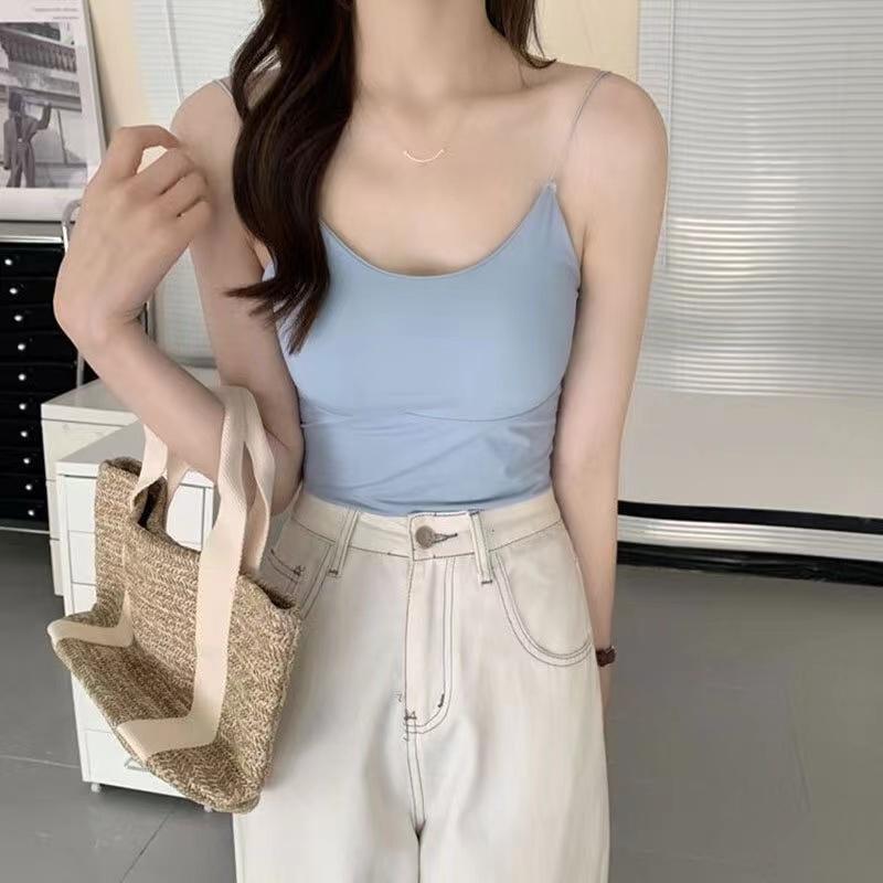 Kadın Kırpma Üstleri Seksi Düz Renk Kaşkorse Buz Ipek Tüp Üst Dikişsiz Spor Tank Top Kablosuz Iç Çamaşırı Yastıklı Sütyen Bralette Yelek