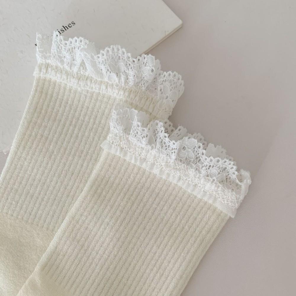 Breathable Women's Socks Lace Frilly Crew Socks Fashion Long Socks