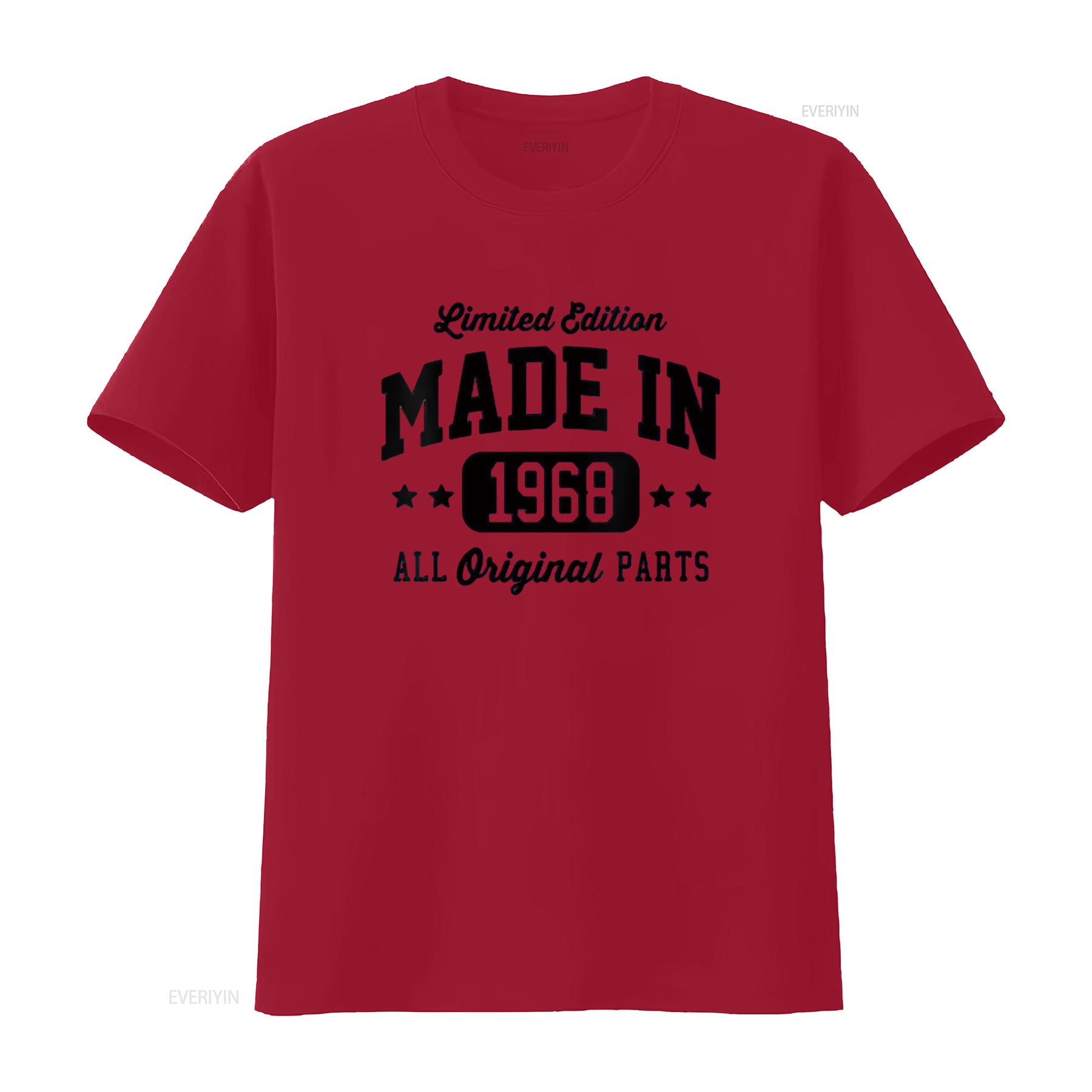 Mens Vintage Made In 1968 Limited Edition Original Parts Round Neck T Shirt White 3X Large vintage Washed homme fashion S