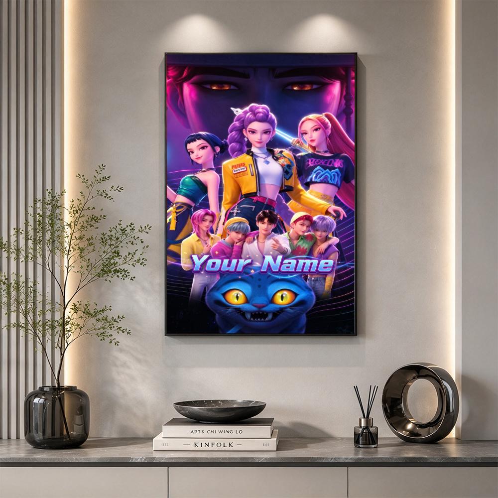 Kpop Demon Hunters Customize Your Name Diamond Painting Round Diamond Rhinestones Mosaic Diamond Embroidery Wall Paintings Rhinestones Gift Frameless