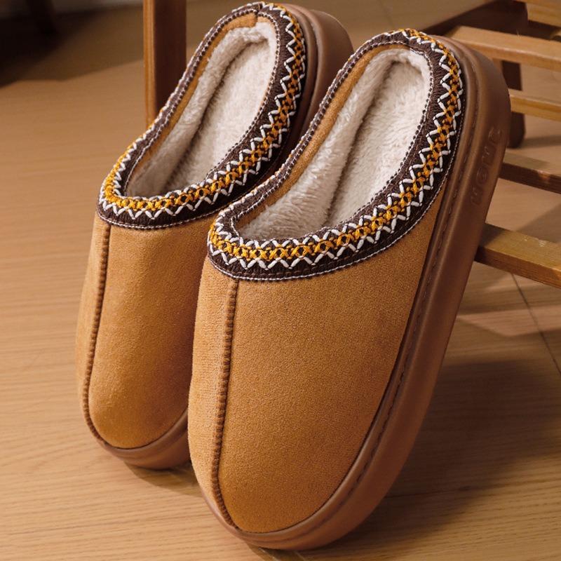 Baotou Mao Mao Slippers Women's Autumn and Winter Cotton Drag Home Couple Warm Thick Bottom Cotton Slippers Men