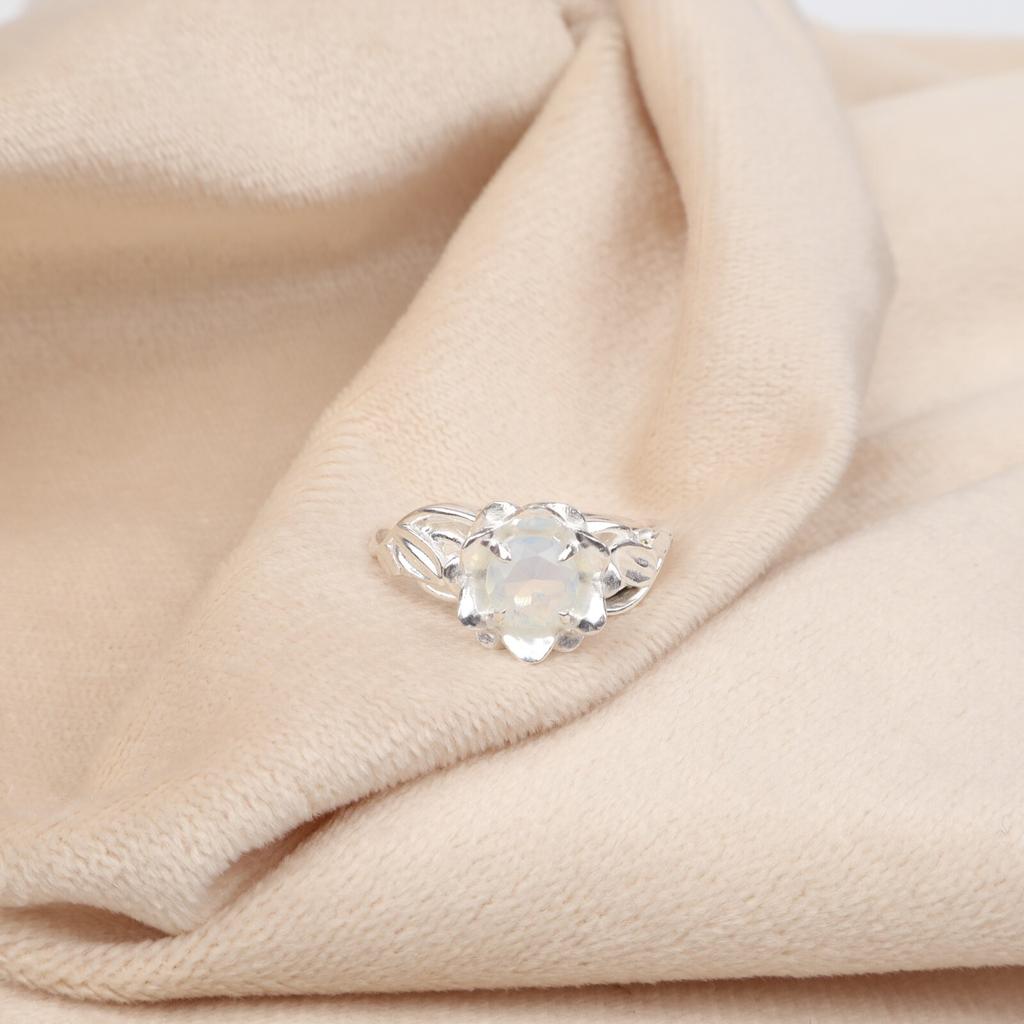 Rare Milky Opal Gemstone 925 Sterling Silver Boho Jewelry Ring For Women Gift CZR-2-3
