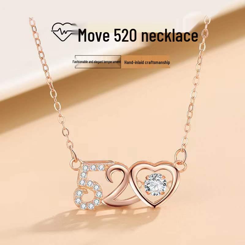 Beixi S925 Sterling Silver Pulsating Heart Rhinestone Necklace for Women