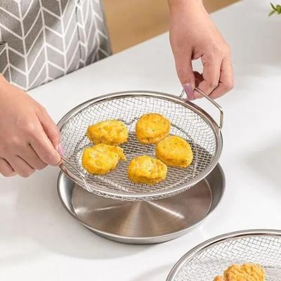 Stainless Steel Disc Filter Household Kitchen Barbecue Fried Oil Drain Artifact Snack Oil Filter Plate Drain Mesh Plate