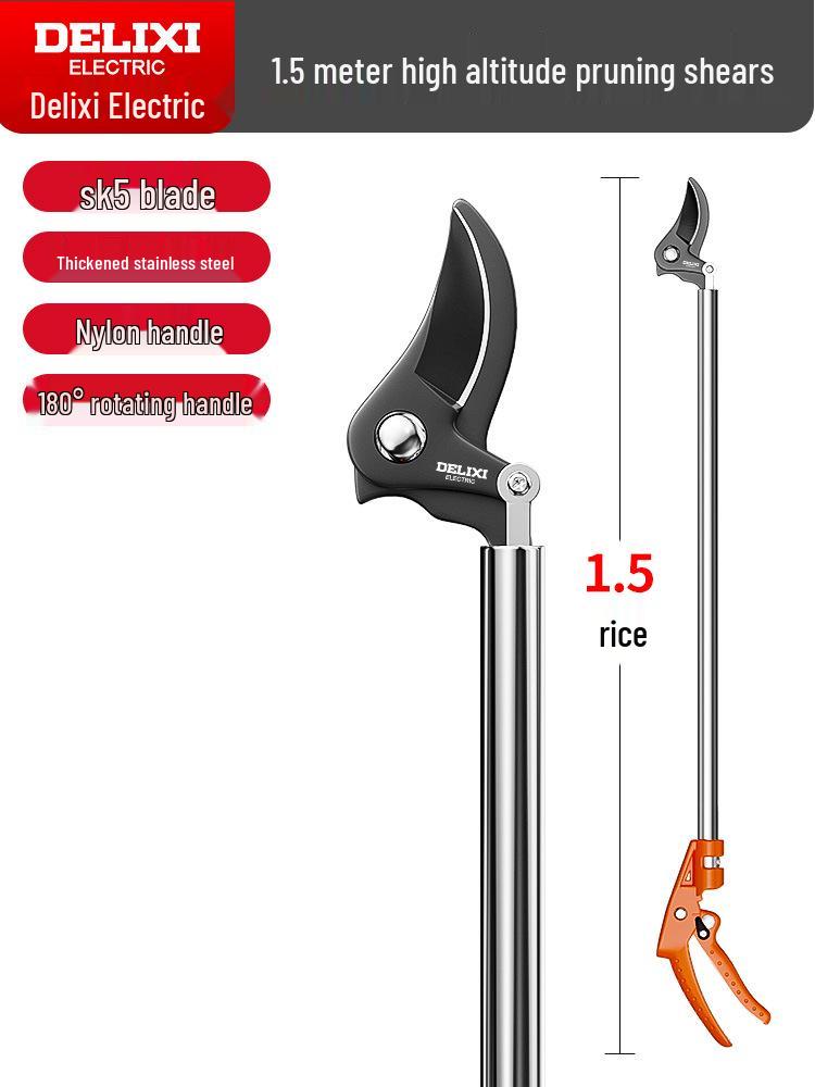 Delixi Telescopic High-Altitude Pruning Shears – Stainless Steel, Ideal for Fruit Tree Branches
