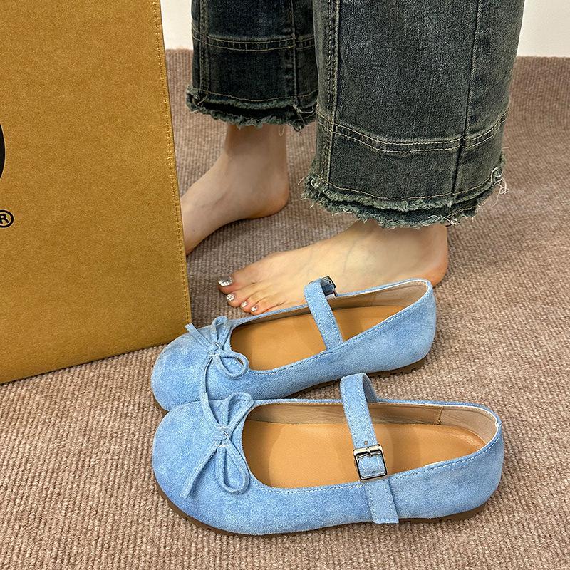 Bow shallow mouth word with Mary Jane shoes new retro flat ballet single shoes women