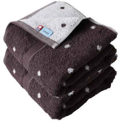 Imaa Imabari Towel Certified Bath Quick Made In Vacuum Compression Pack Dot Towel, Fluffy, Thin, Absorbent, Drying, Japan, 100% Cotton, (2 Brown)