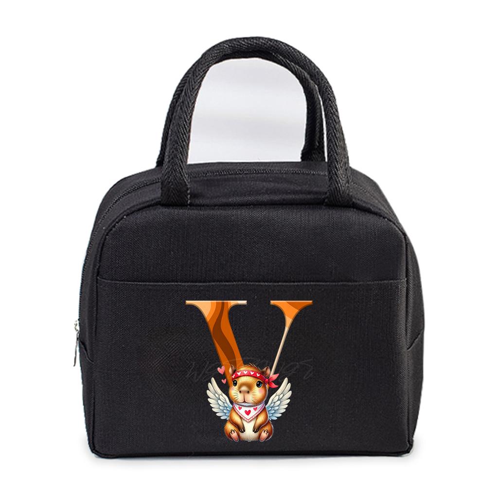 Office worker small portable lunch bag Oxford cloth letter student large portable bento bag