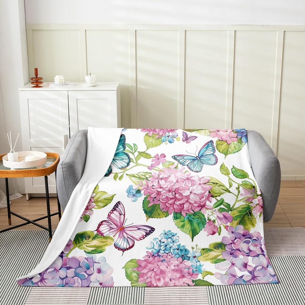 Japanese Style Blanket White Black Crane Throw Blanket Cherry Blossoms Fleece Twin Geometric Plaid Fuzzy Blanket All