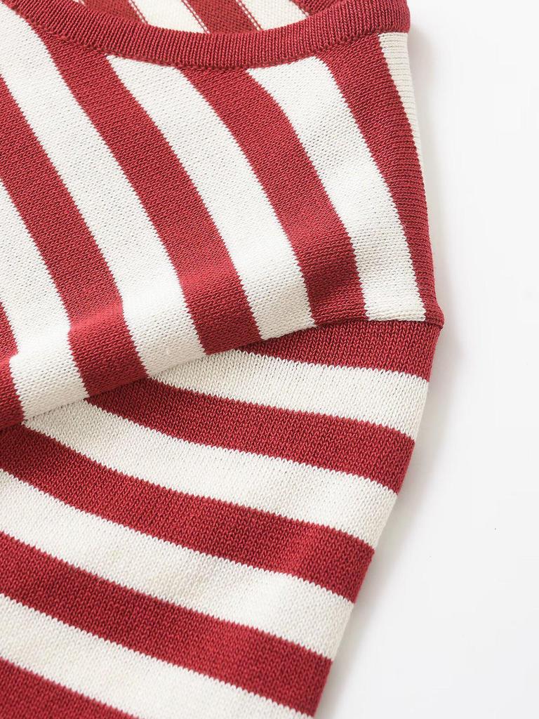 2025 Spring Women's Striped Short Sleeve Knitted Top - European & American Style Fashion