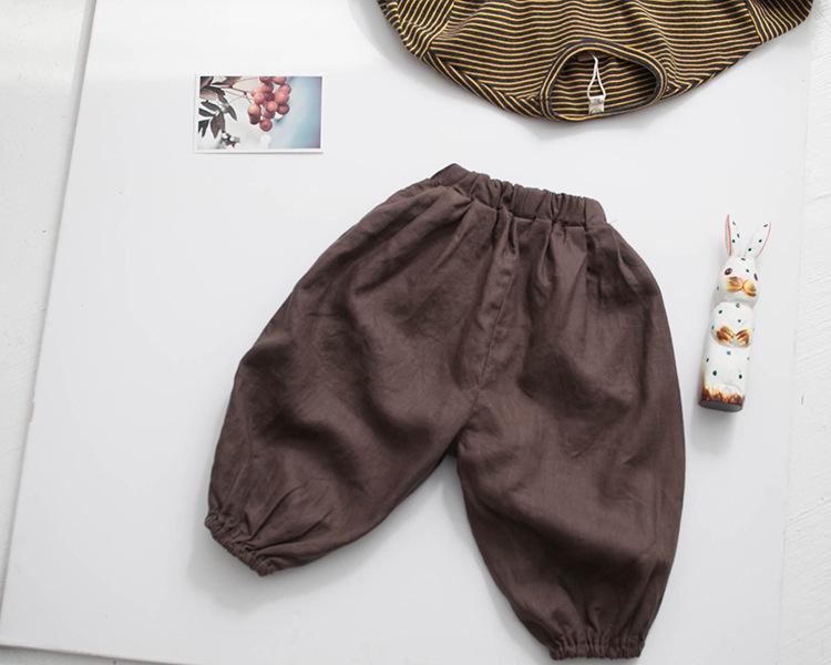 

Детские весенние шаровары Forest Map: Свободные брюки из хлопка и льна для мальчиков и девочек 120 cm кофейный