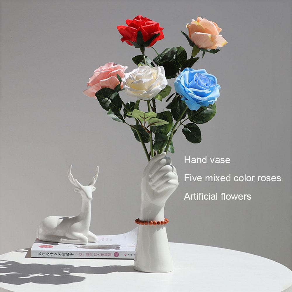 Vază ceramică, stil nordic, flori de aur, decor modern pentru biroul de acasă, cu compoziție florală creativă, ornament pentru camera de zi