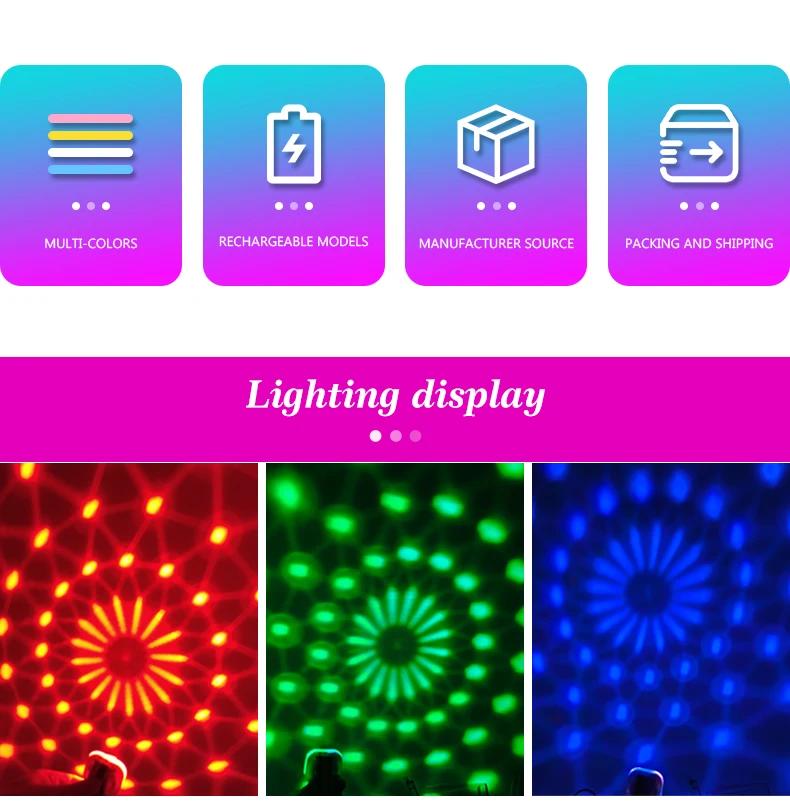 USB Rechargeable LED Wristband Disco Ball Light with Suction Cup Sound Control Mini Stage Light for Party Car KTV Kids Decor