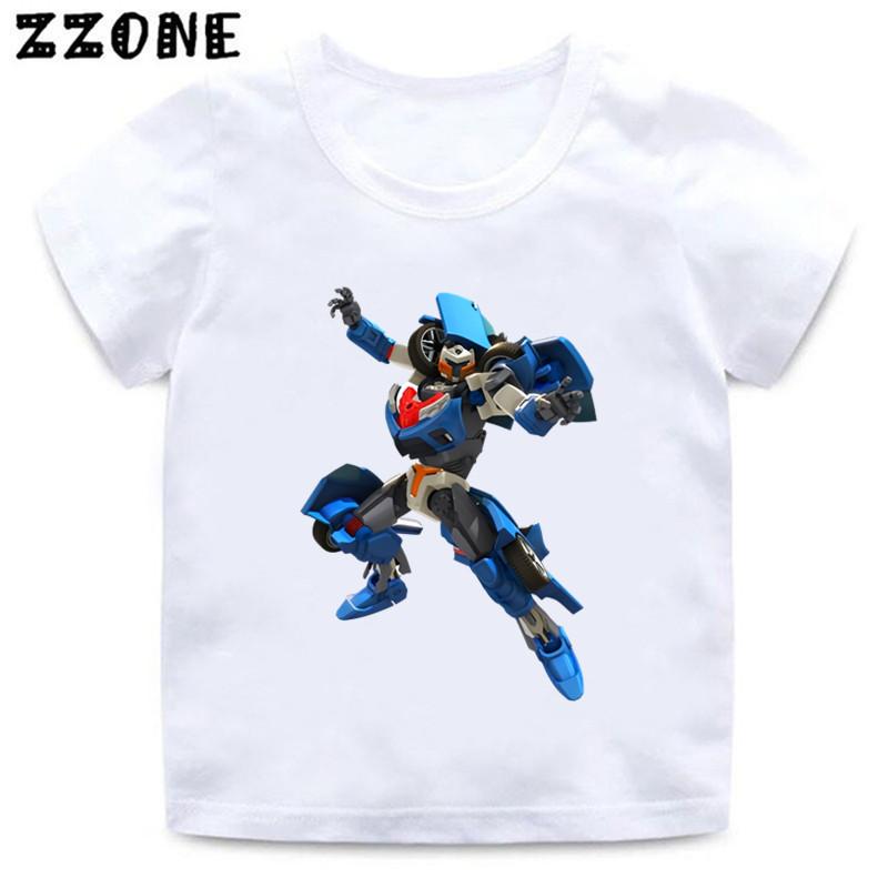 Tobot Evolution Transformer Robot Car Print Kids T-Shirts Girls Clothes Cartoon Baby Boys T Shirt Summer Children Tops