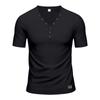 Maglietta Henley da Uomo a Maniche Corte con Scollo a V e Dettaglio Bottoni Vestibilità Slim Morbida Traspirante Maglietta Casual per l'Uso Quotidiano