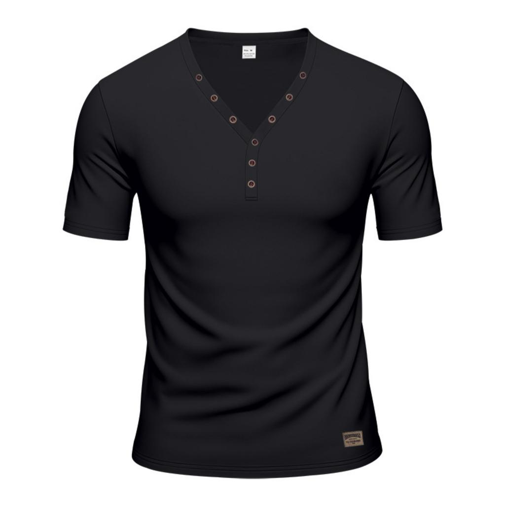 Maglietta Henley da Uomo a Maniche Corte con Scollo a V e Dettaglio Bottoni Vestibilità Slim Morbida Traspirante Maglietta Casual per l'Uso Quotidiano
