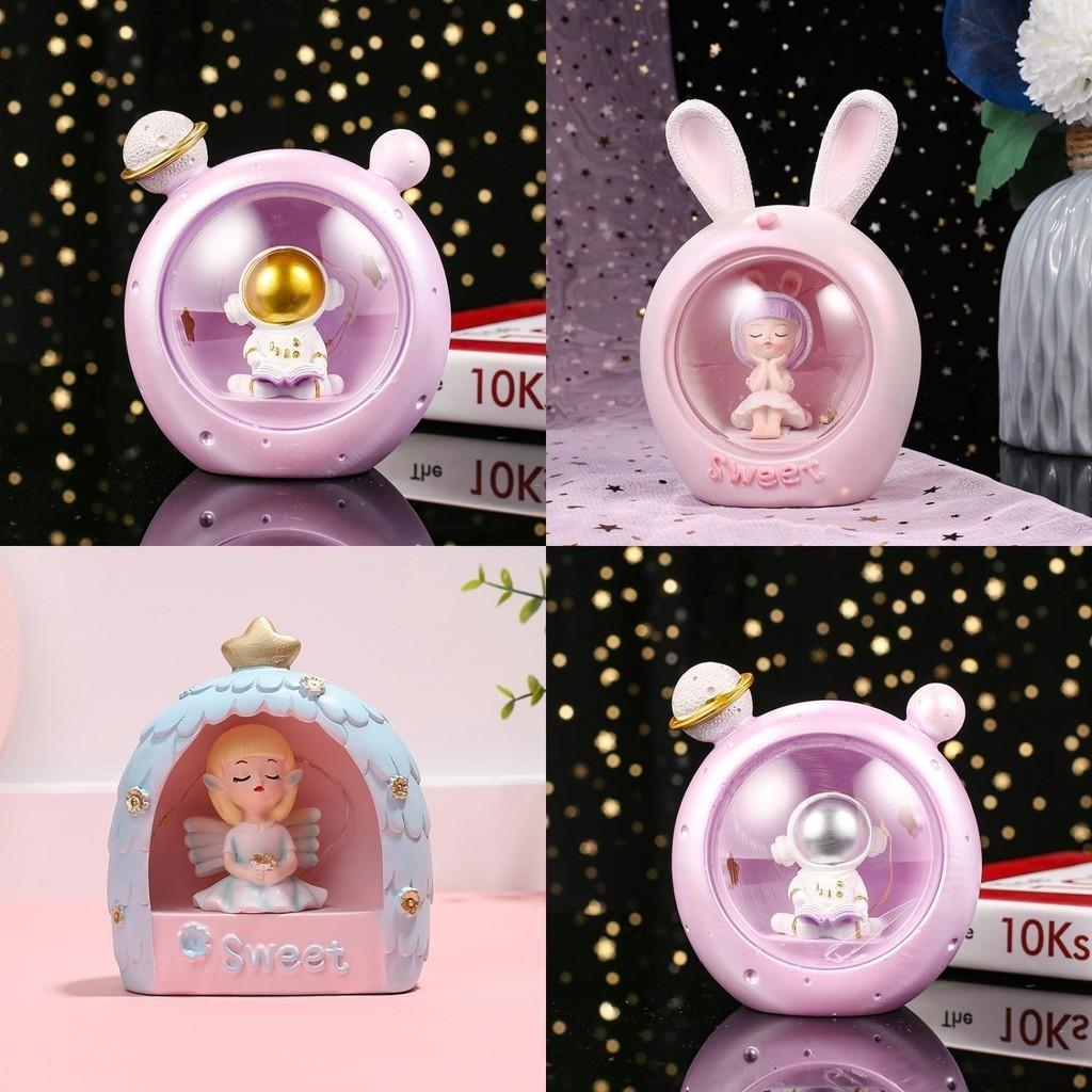 Starry Night Light Resin Home Decor For Girls Room Birthday Gift Modern Style Cartoon Unicorn Princess Blue