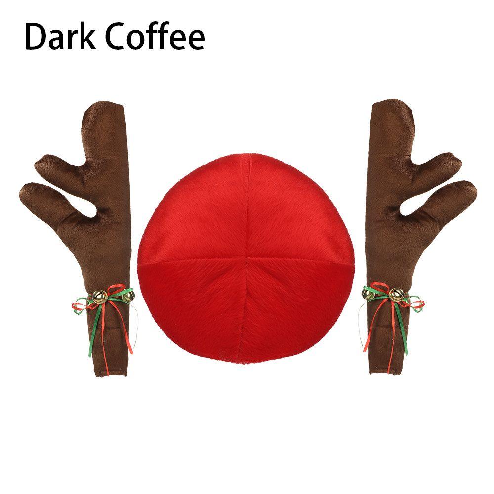 

2 Antlers 1 nose Cute Vehicle Nose Horn Costume Set Horn And Red Nose Christmas Supplies Rudolf Reindeer Christmas Car Decor темный кофе