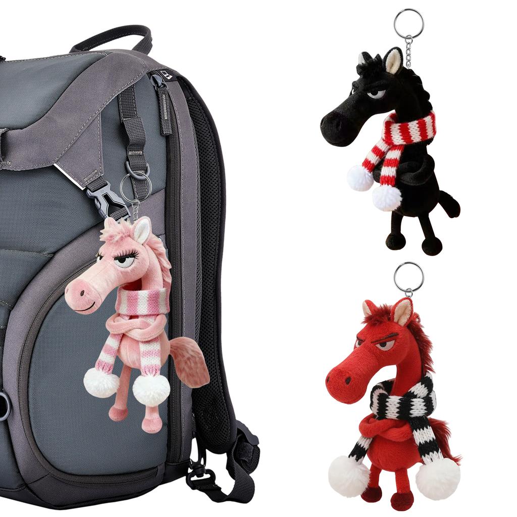 Soft Horse Plush Pendant Symbolizing Strength Courage Balance Horse Keychain Plush Toy with Scarf for Backpack Purse and Bag