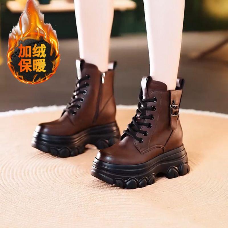 

Ретро британский стиль платформа ботинки Мартин женские 2025 зима новые маленький рост и худоба универсальные локомотивные короткие ботинки 40