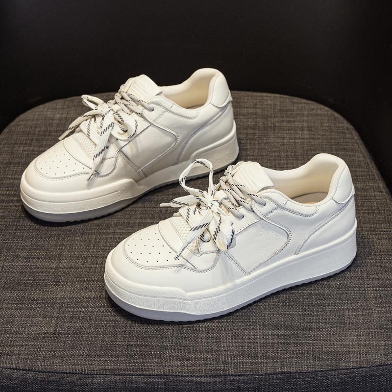 Fashion GKTINOO Women Sneakers Big Size 2025 Spring New Genuine Leather Loafers Women Casual Lace-up Women's Nurse Shoes