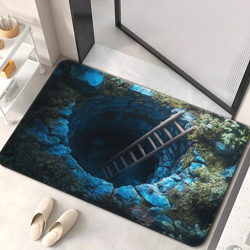 3D Stereoscopic Vision Floor Mat, Entrance Foyer Carpet, Dirt-resistant and Easy-to-maintain Crystal Velvet Floor Mat