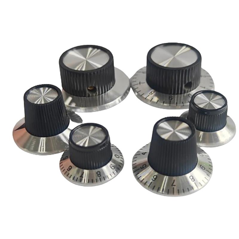1 pièce Bouton d'effet pour pédale à tige 6 mm Accessoires DIY Dessus chromé Bouton d'amplificateur de guitare vintage Bouton avec indication flèche