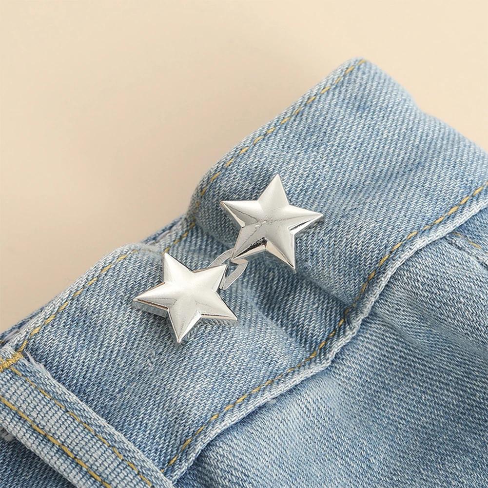 Four-leaf Clover/Five-pointed Star Waist Buckle Adjustable Waist Button Jean Pant Button With Cinched Waist Fashion Accessories