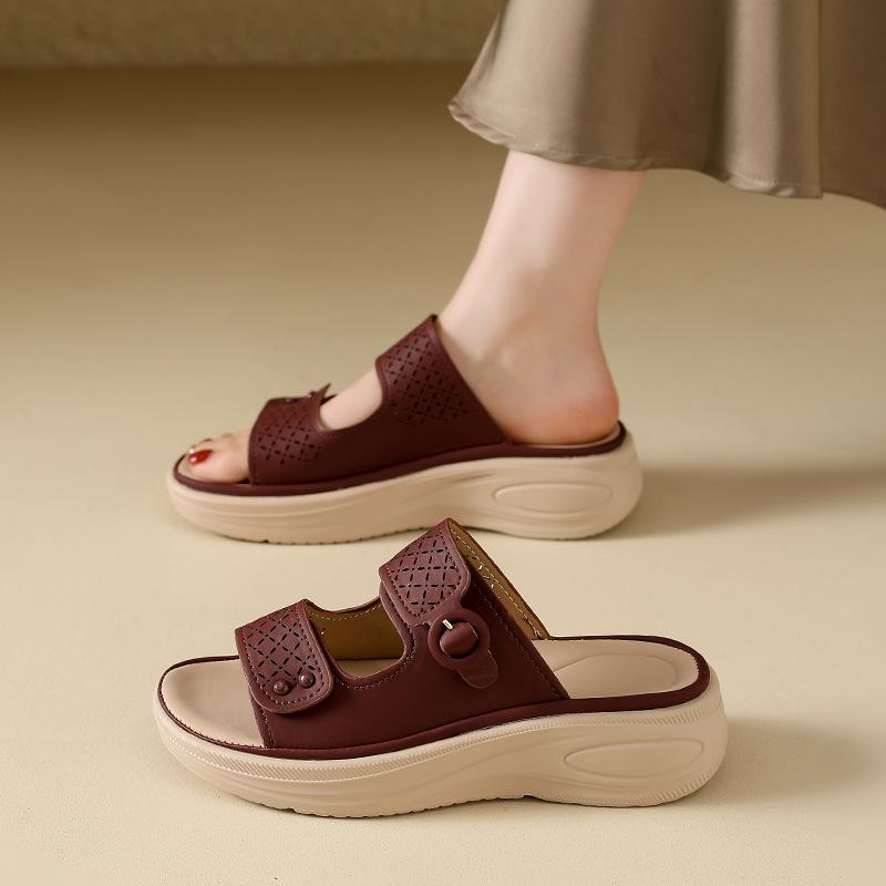 Șlapi Casual Noi pentru Femei, cu Vârf Decupat și Talpă Groasă, pentru Plajă și Încălțăminte Casual