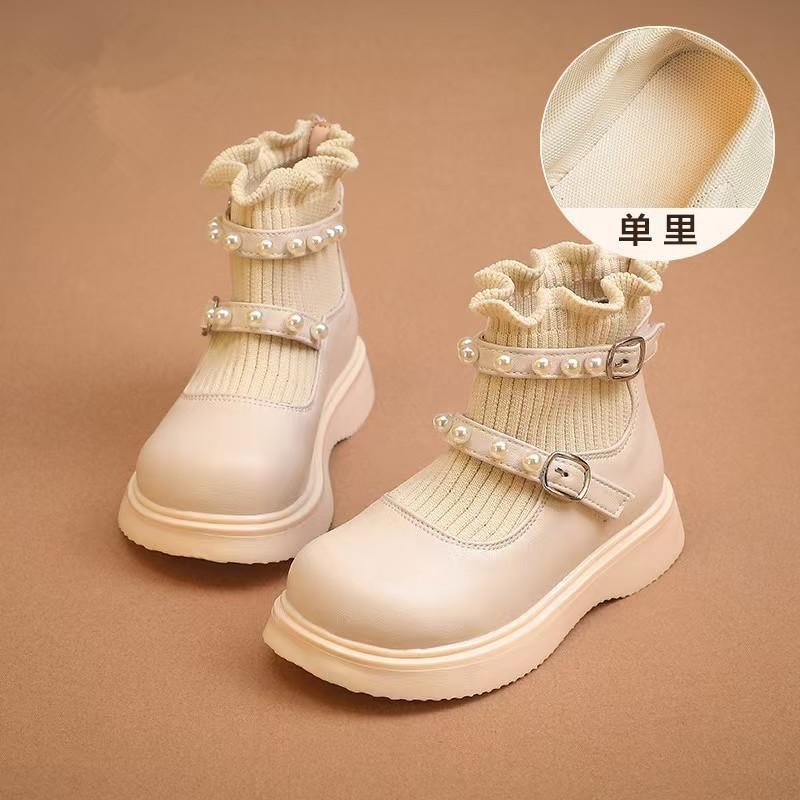 Girls socks boots 2025 autumn and winter new boots baby socks boots children single boots girls fleece short boots Martin boots