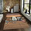 "Cozy Cartoon Bear Trio Carpet with Tea Scene and Warm Sunset" Suitable for use as an anti-slip for living room bedroom sofas