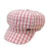 New Vintage Plaid Octagonal Beret Hat Women Cute Metal Label Cloud Beret Newsboy Cap All-Match Spring Summer