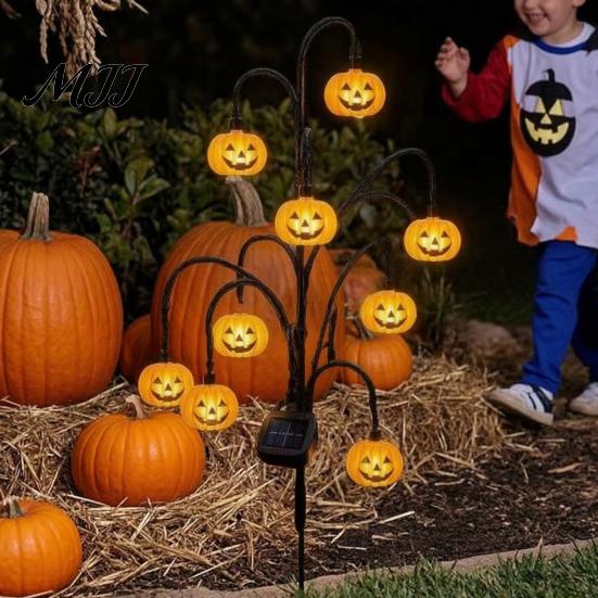 Garden Gifts for Halloween Solar Tree Stump Light, Powered Stake Twinkling Light Black Cat Porch Accents with Ghost Pumpkin Ornaments, Vintage Glowing