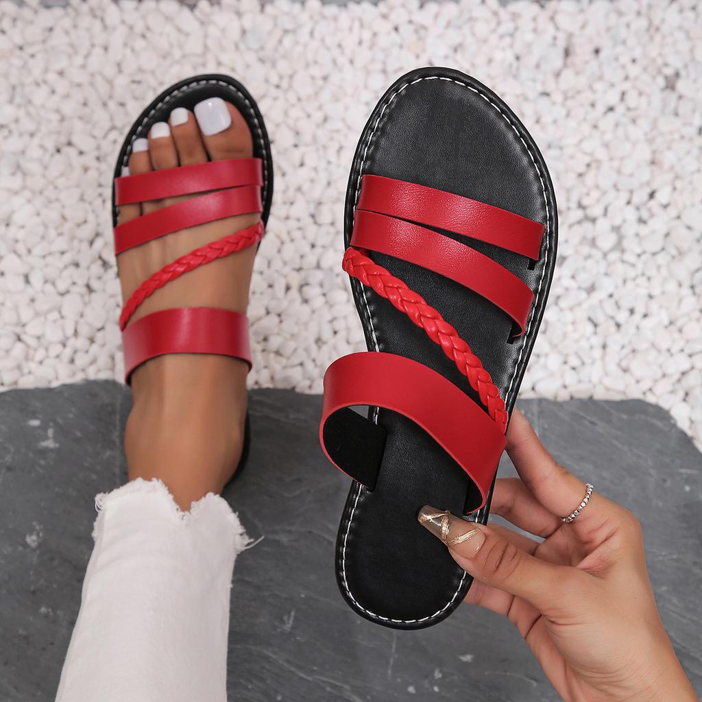 Fashion Summer 2025 New Fashion European and American Large-sized One-line Fashionable and Comfortable Flat-heeled Women's Flip-flops