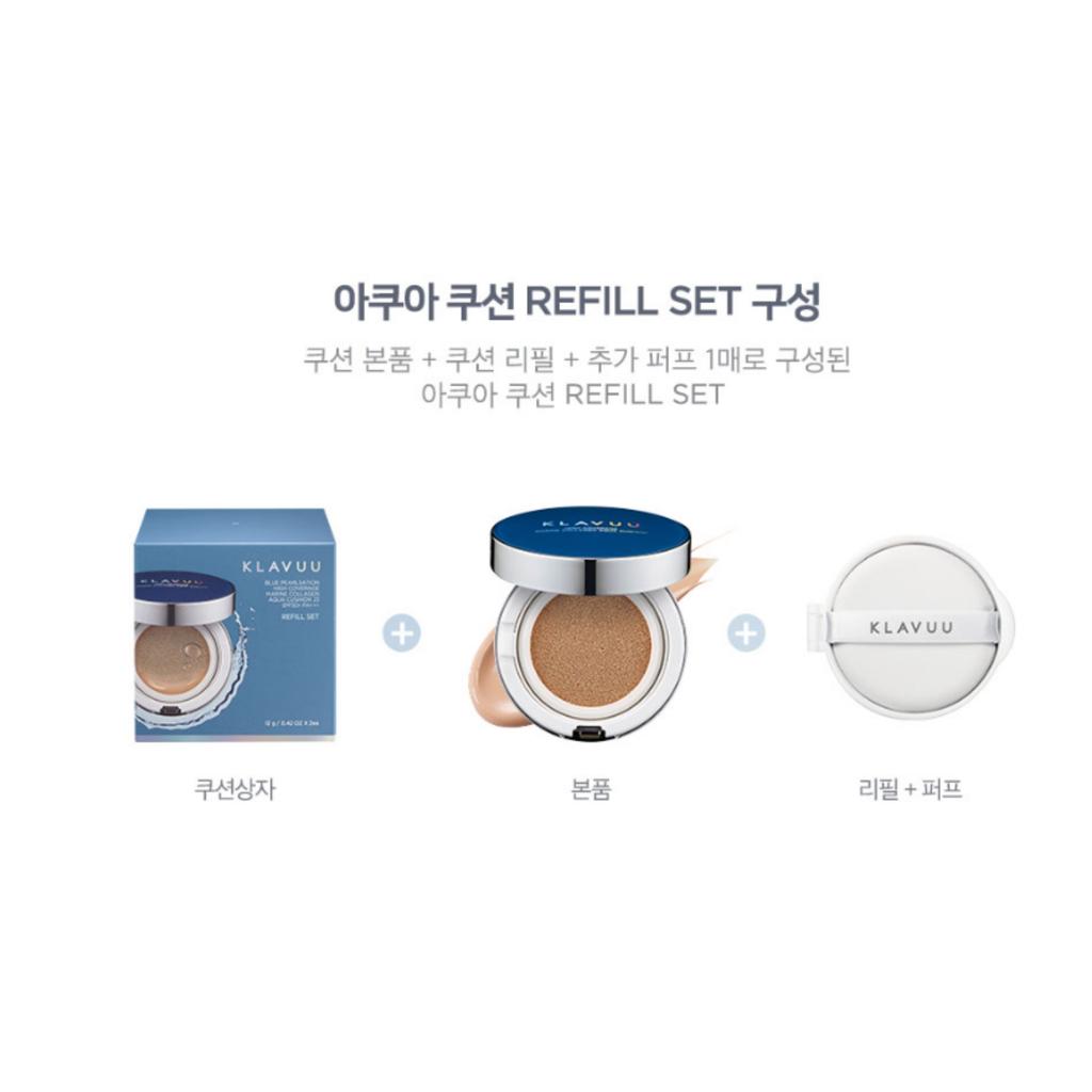 Klavuu Blue Pearlsation High Coverage Marine Collagen Aqua Cushion SPF50+ PA+++ (12g+12g Refill)