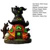 Halloween Witch House Statue with LED Light Magical House Resin Figurine Sculpture Home Office Desktop Decoration Ornament