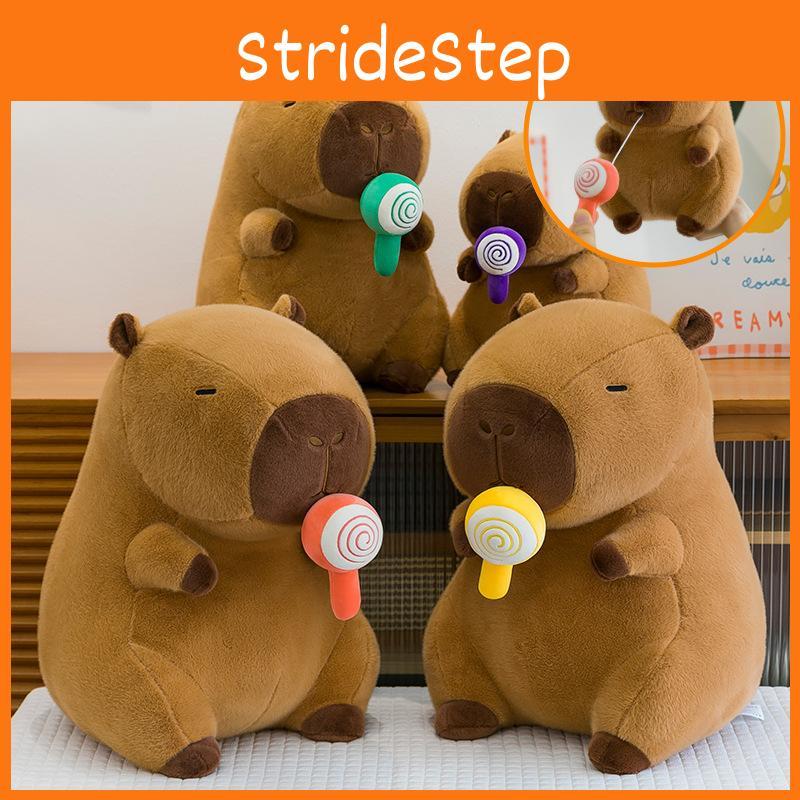 Plush Capybara Soft Doll Toy Animal Shaped Stuffed With Lollipop Drawable
