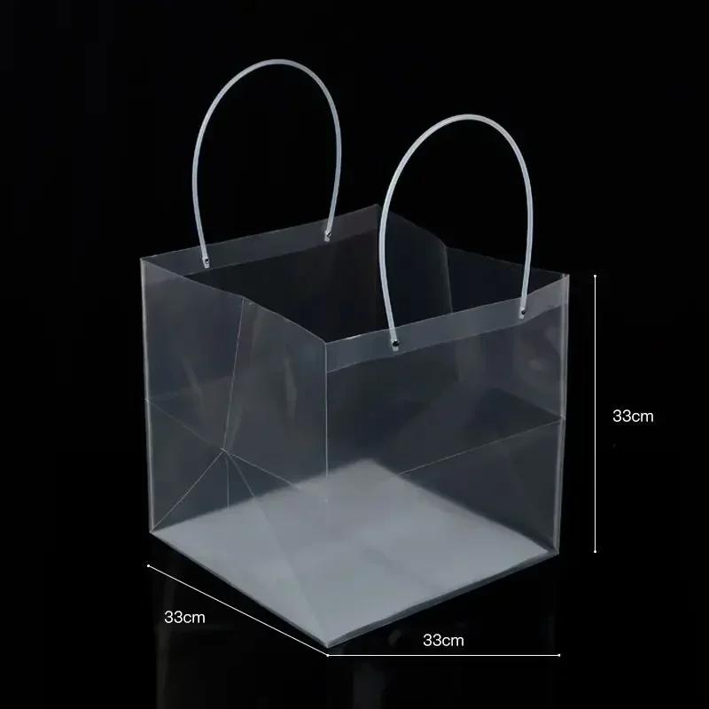 10piece A Trapezoidal Transparent Flower Handbag Waterproof OPP Square Handheld Flower Bag Gift Bouquet Packaging Handbag