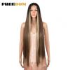 FREEDOM Synthetic Lace Wig 38 Inch Deep Part Long Straight Wig Ombre Pink Cosplay Wigs Synthetic Lace Front Wigs For Black Women